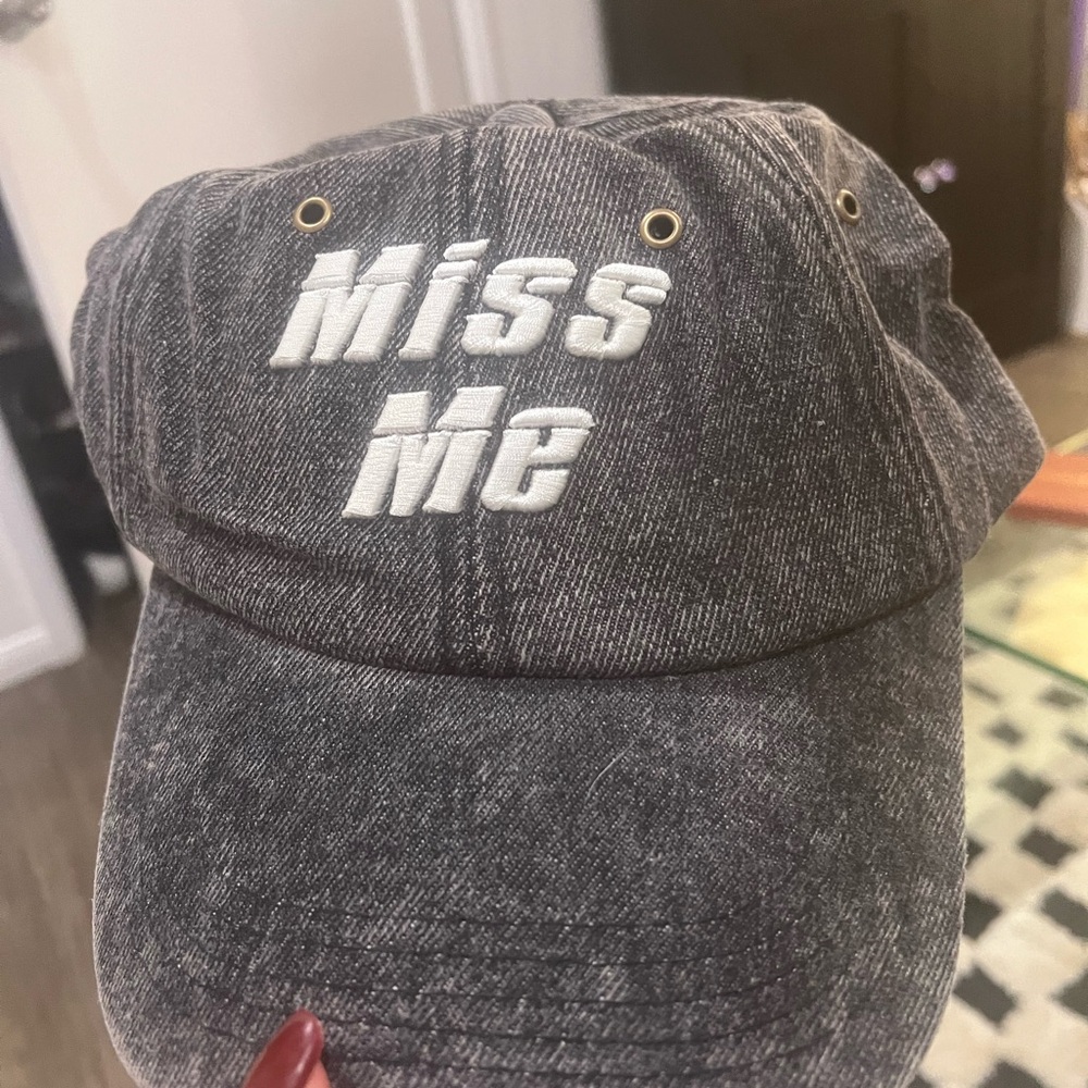 Miss Me Black Denim Cap